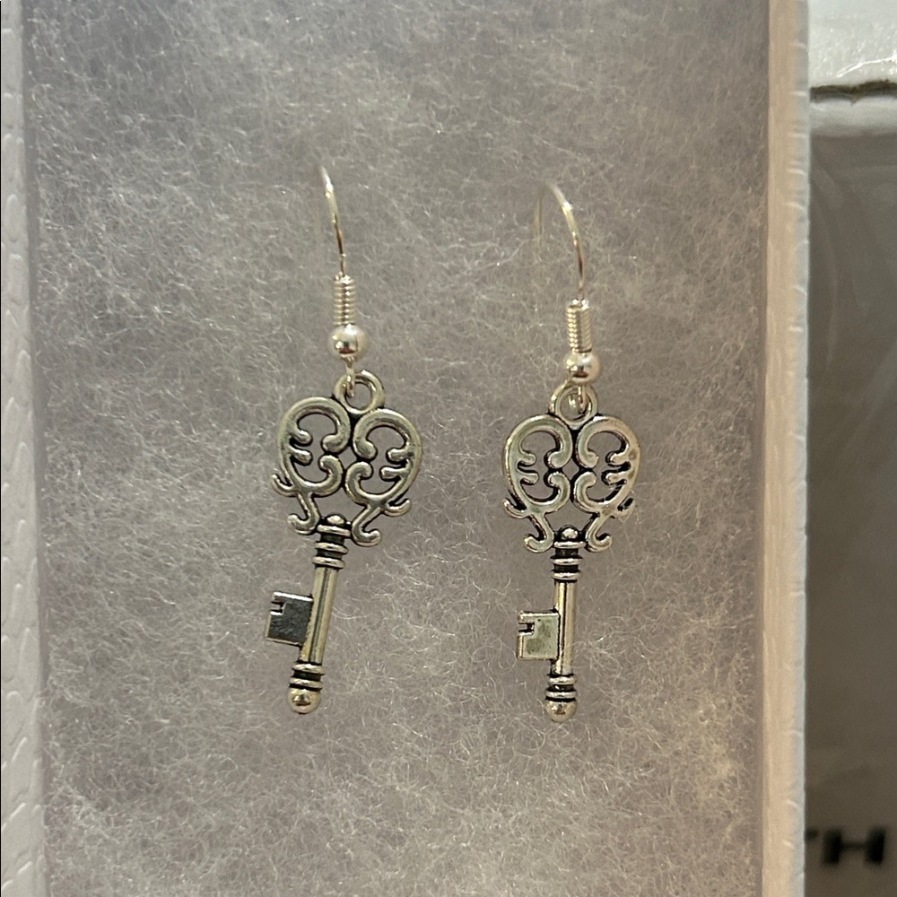 Silver Key Dangle Earrings
